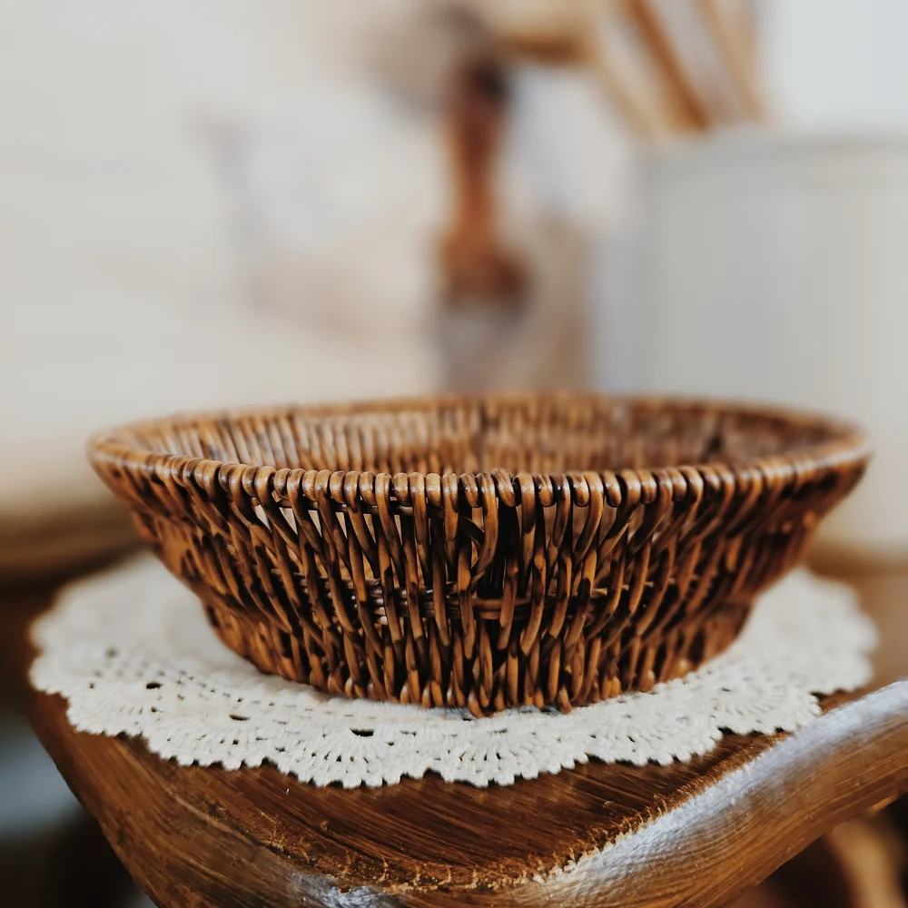 Woven Rattan Brown Basket - Picture 3 of 3